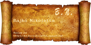 Bajkó Nikoletta névjegykártya